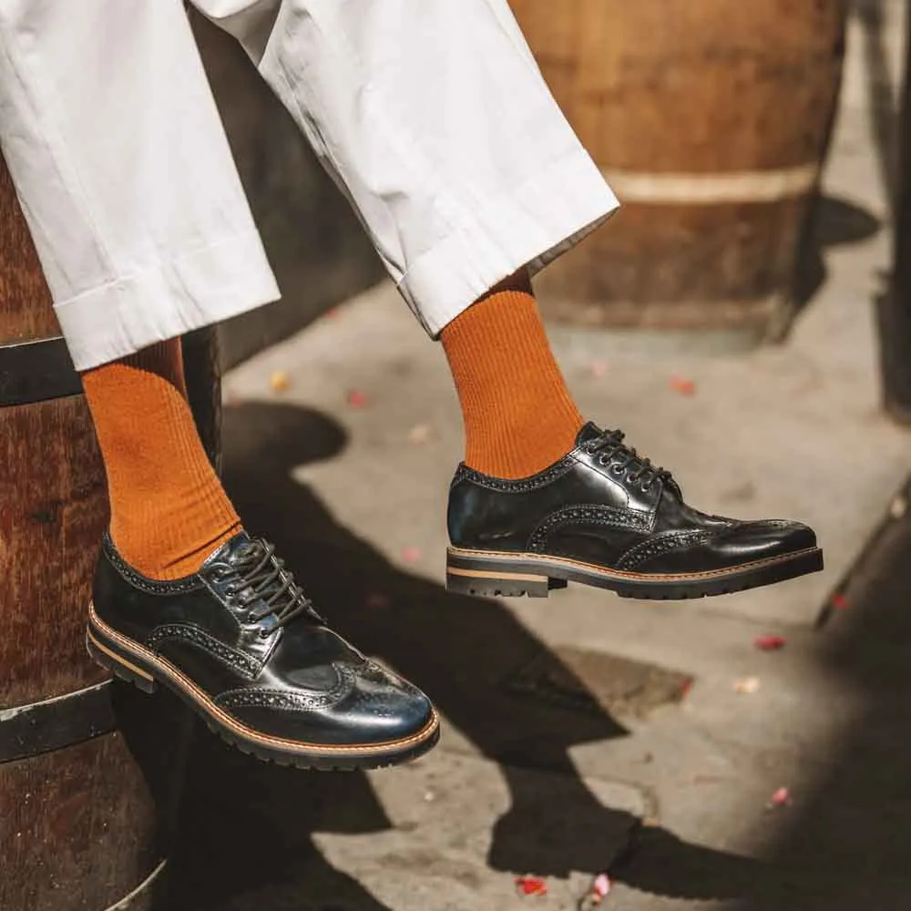 Gibbs Hi Shine Brogue Shoes Navy sold by Base London product image thumbnail 5