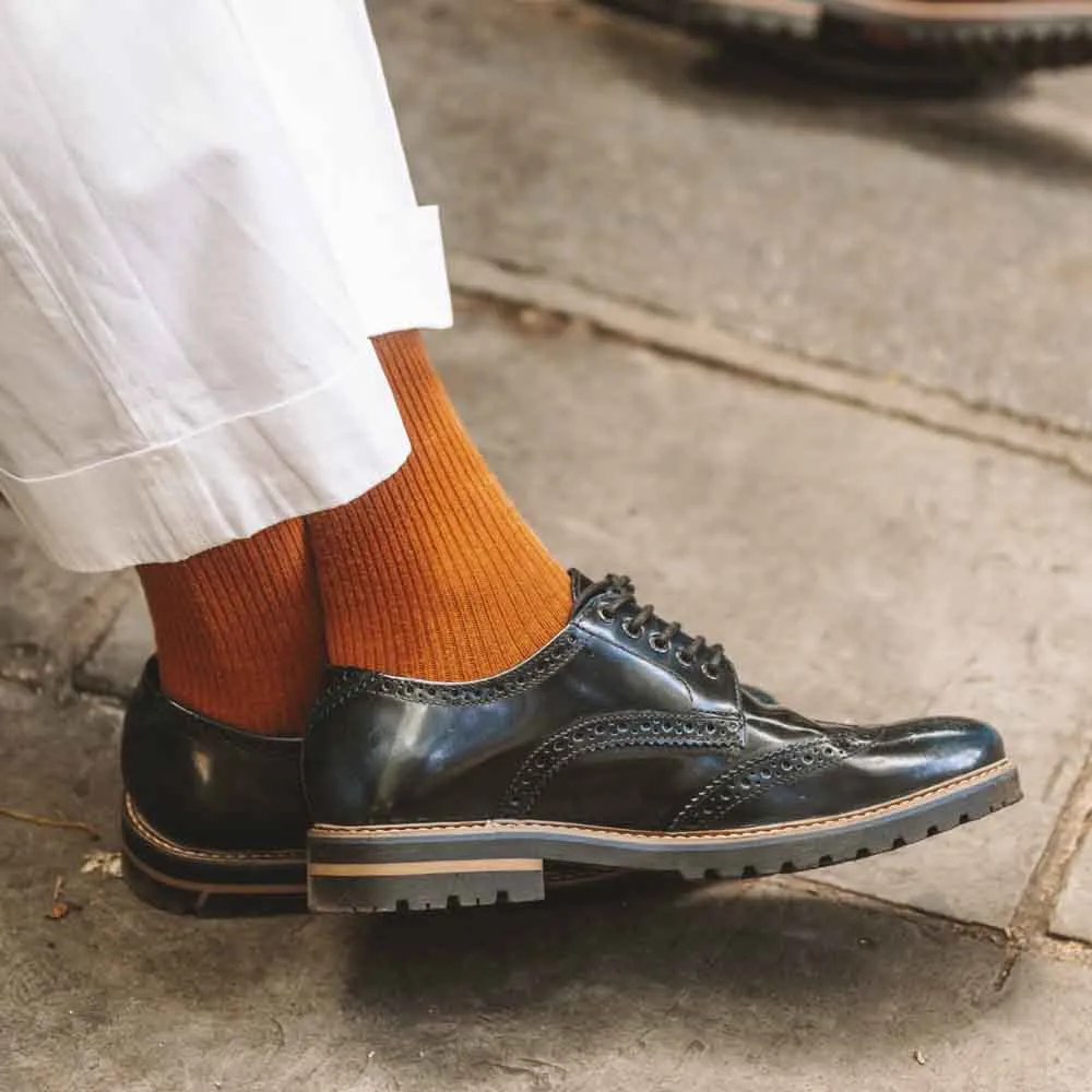 Gibbs Hi Shine Brogue Shoes Navy sold by Base London product image thumbnail 3