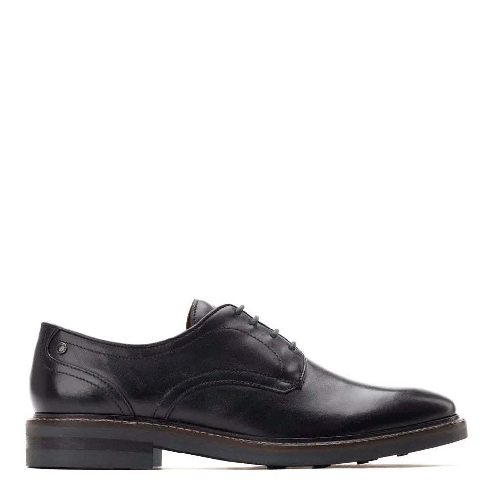Mawley Waxy Derby Shoes Black sold by Base London