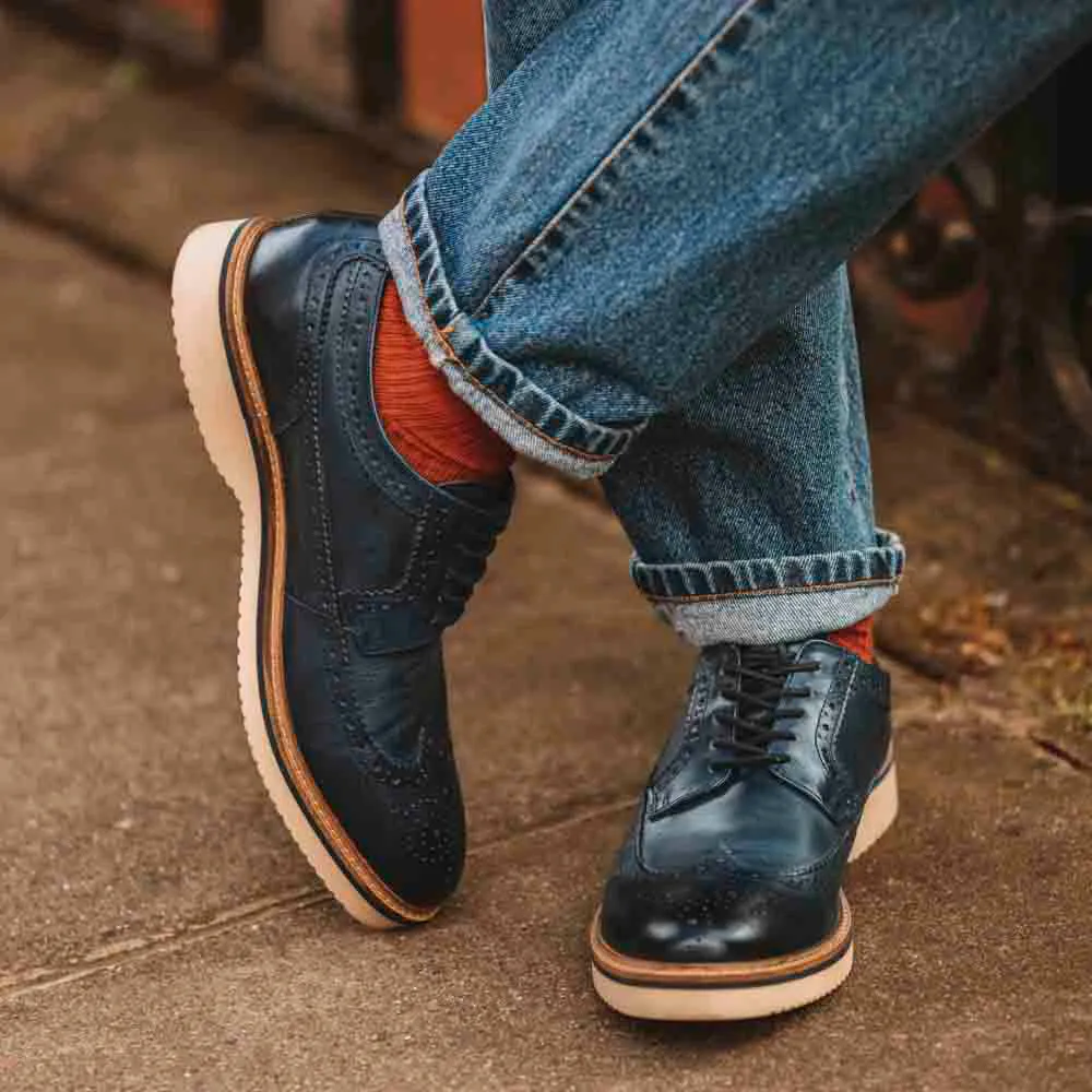 Sully Washed Brogue Shoes Navy sold by Base London product image thumbnail 3