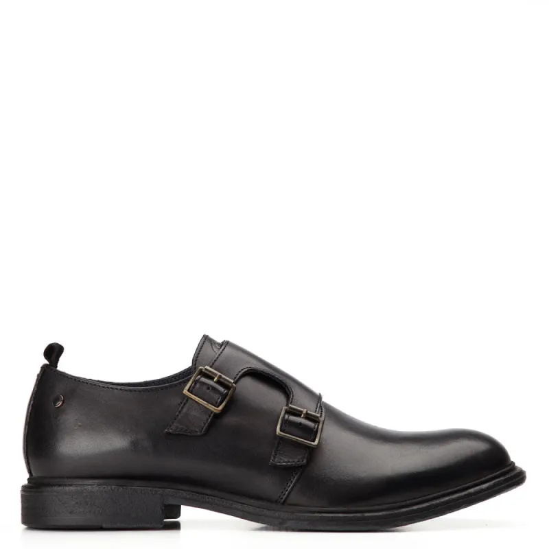 Shale Waxy Monk Strap Shoes sold by Base London