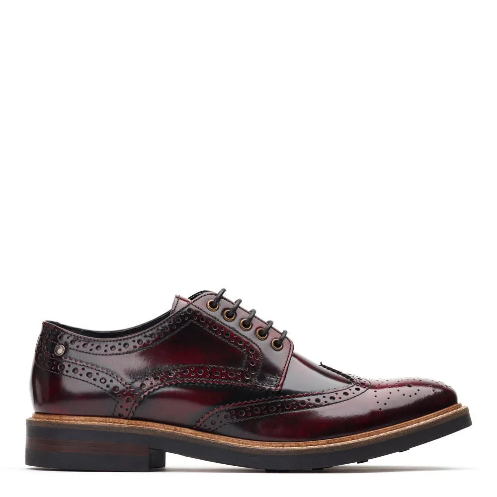 Woburn Hi Shine Brogue Shoes Bordo sold by Base London
