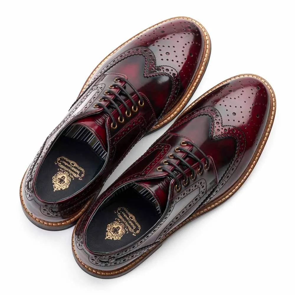 Woburn Hi Shine Brogue Shoes Bordo sold by Base London product image thumbnail 4