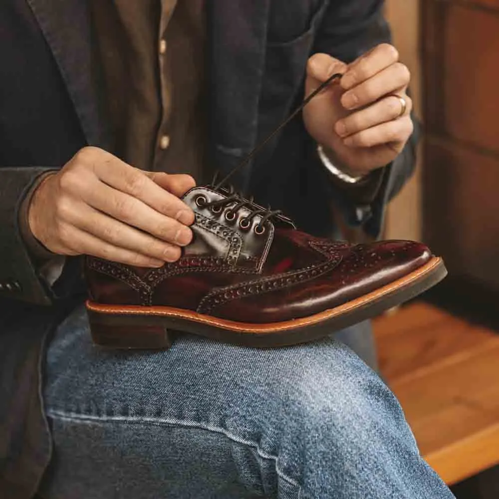 Woburn Hi Shine Brogue Shoes Bordo sold by Base London product image thumbnail 2