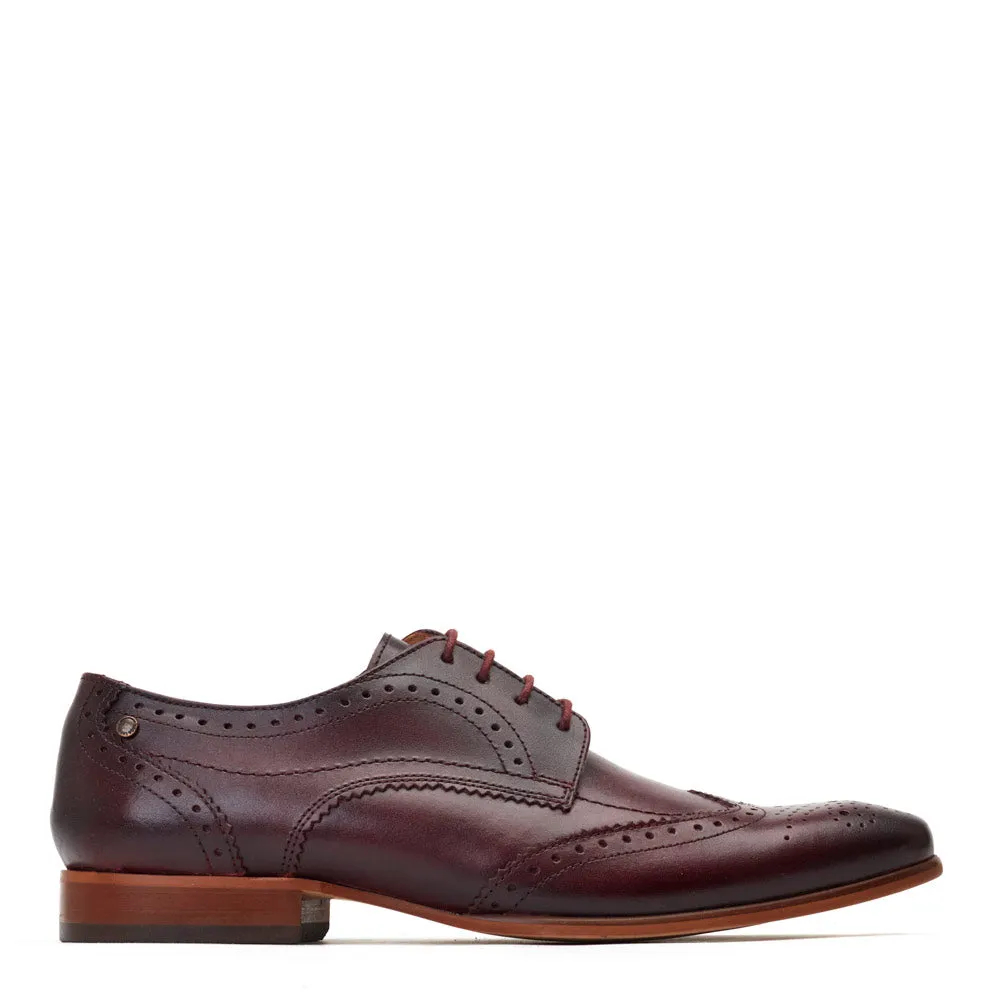 Barbera Waxy Brogue Shoes Bordo sold by Base London