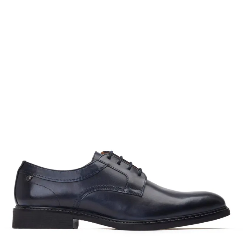 Drake Waxy Derby Shoes Navy sold by Base London