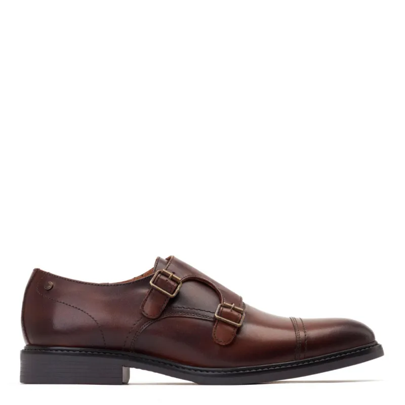 Diablo Waxy Monk Strap Shoes Brown sold by Base London