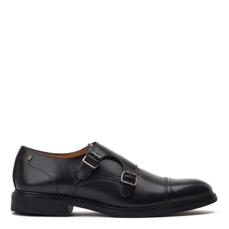 Diablo Waxy Monk Strap Shoes Black sold by Base London