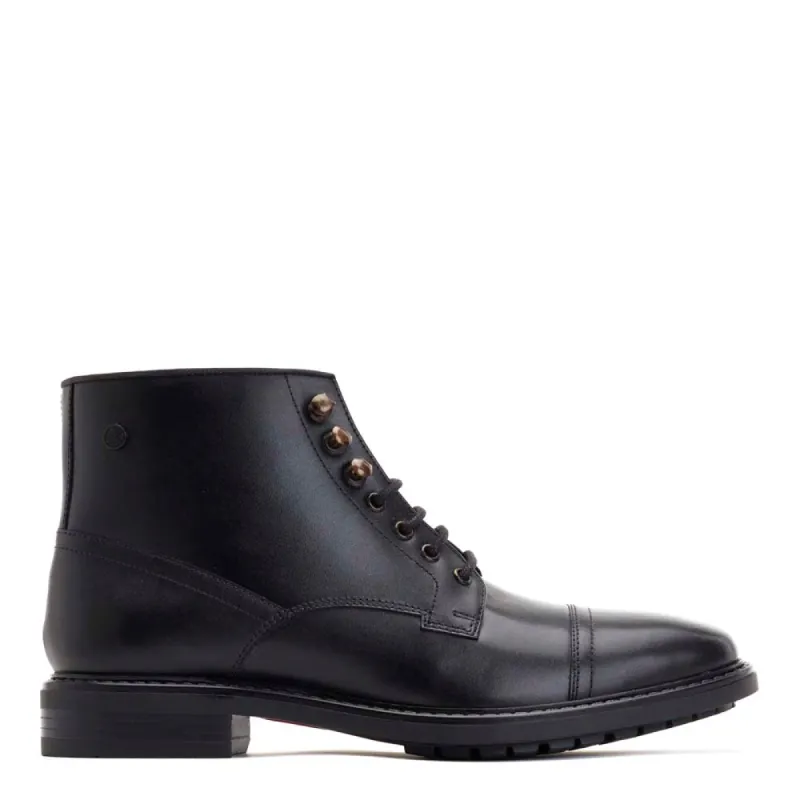 Duke Waxy Toe Cap Boots Black sold by Base London