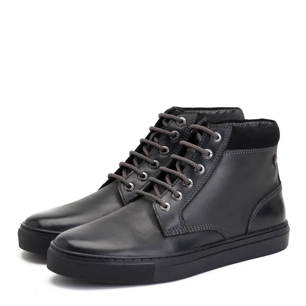 Cabbie High-Top Leather Trainers Black sold by Base London product image thumbnail 3