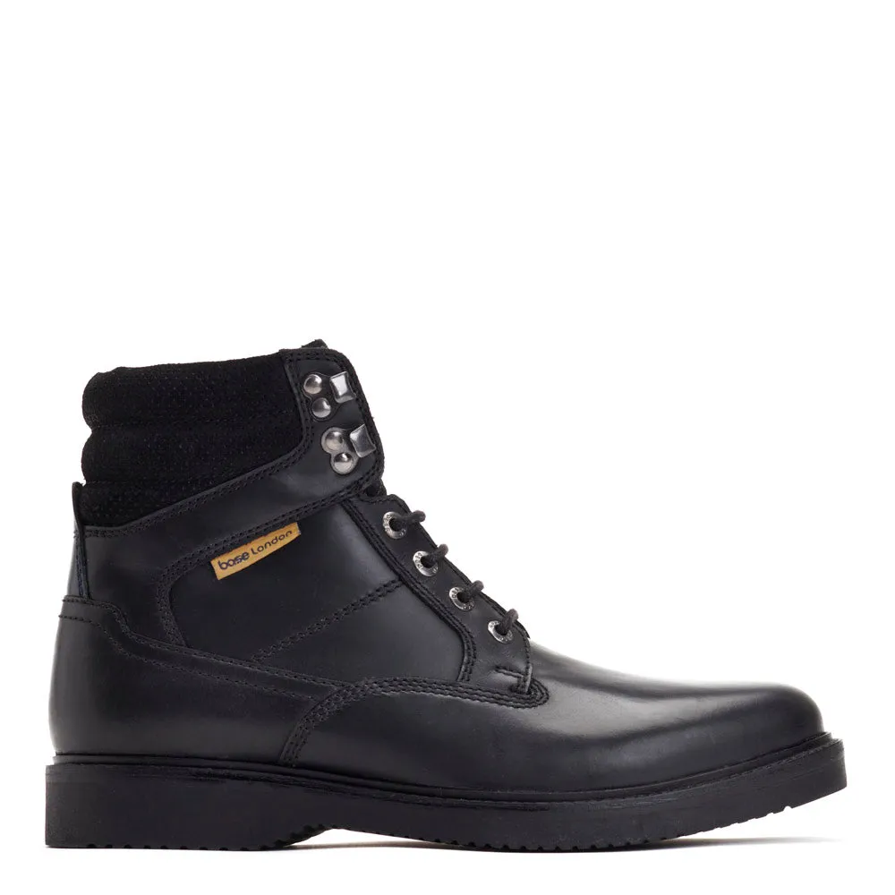 Bradley Waxy Combat Boots Black sold by Base London
