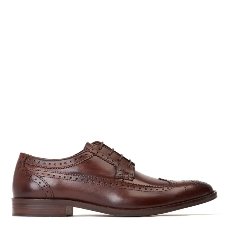 Twain Washed Brogue Shoes Brown made by Base London