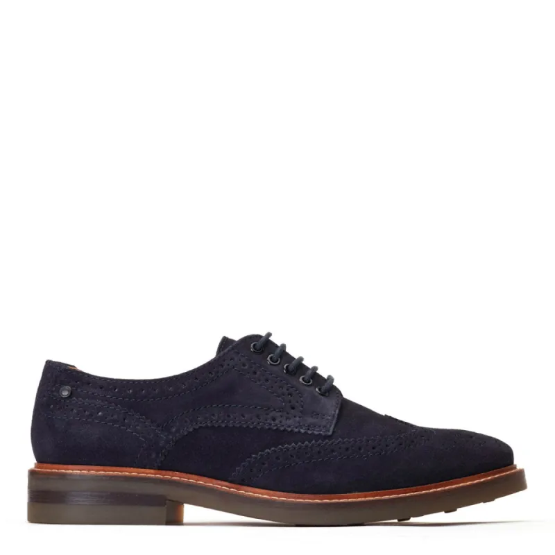 Hatfield Suede Brogue Shoes Navy sold by Base London