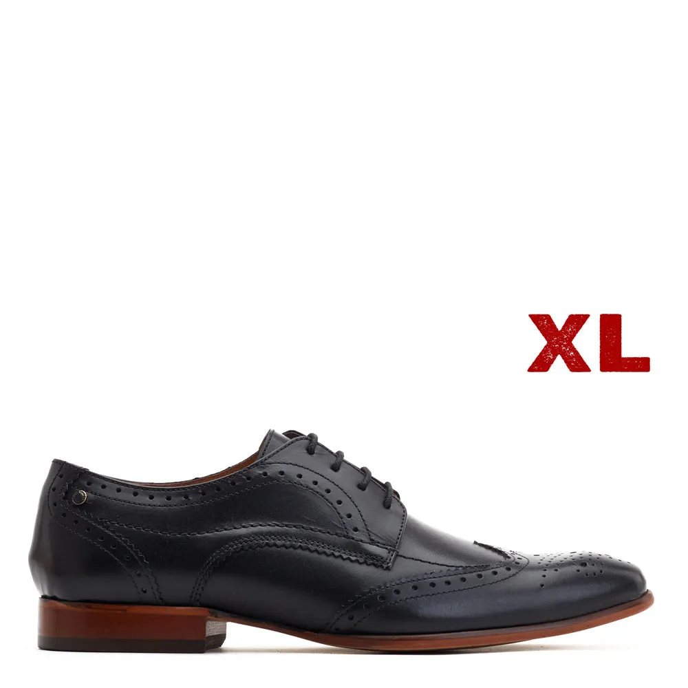 Barbera XL Waxy Brogue Shoes Black sold by Base London