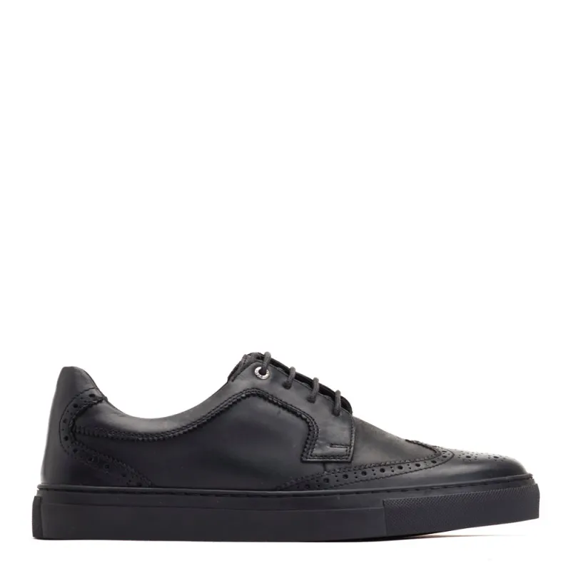 Keller Pull Up Cupsole Brogue Black sold by Base London