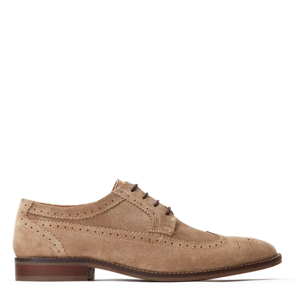 Twain Suede Brogue Shoes Sand sold by Base London