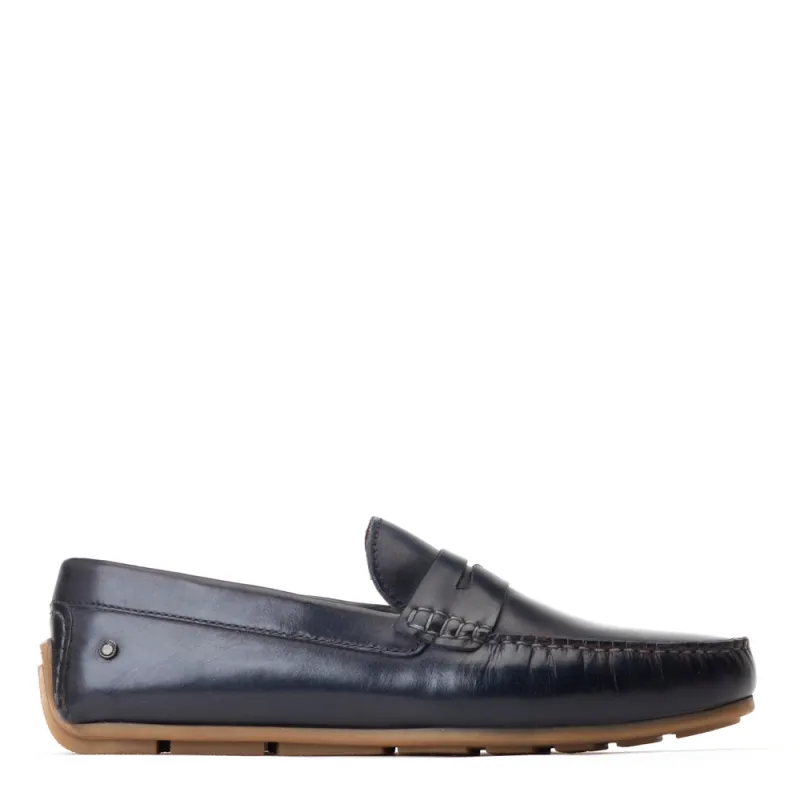 Collins Washed Loafers Navy sold by Base London