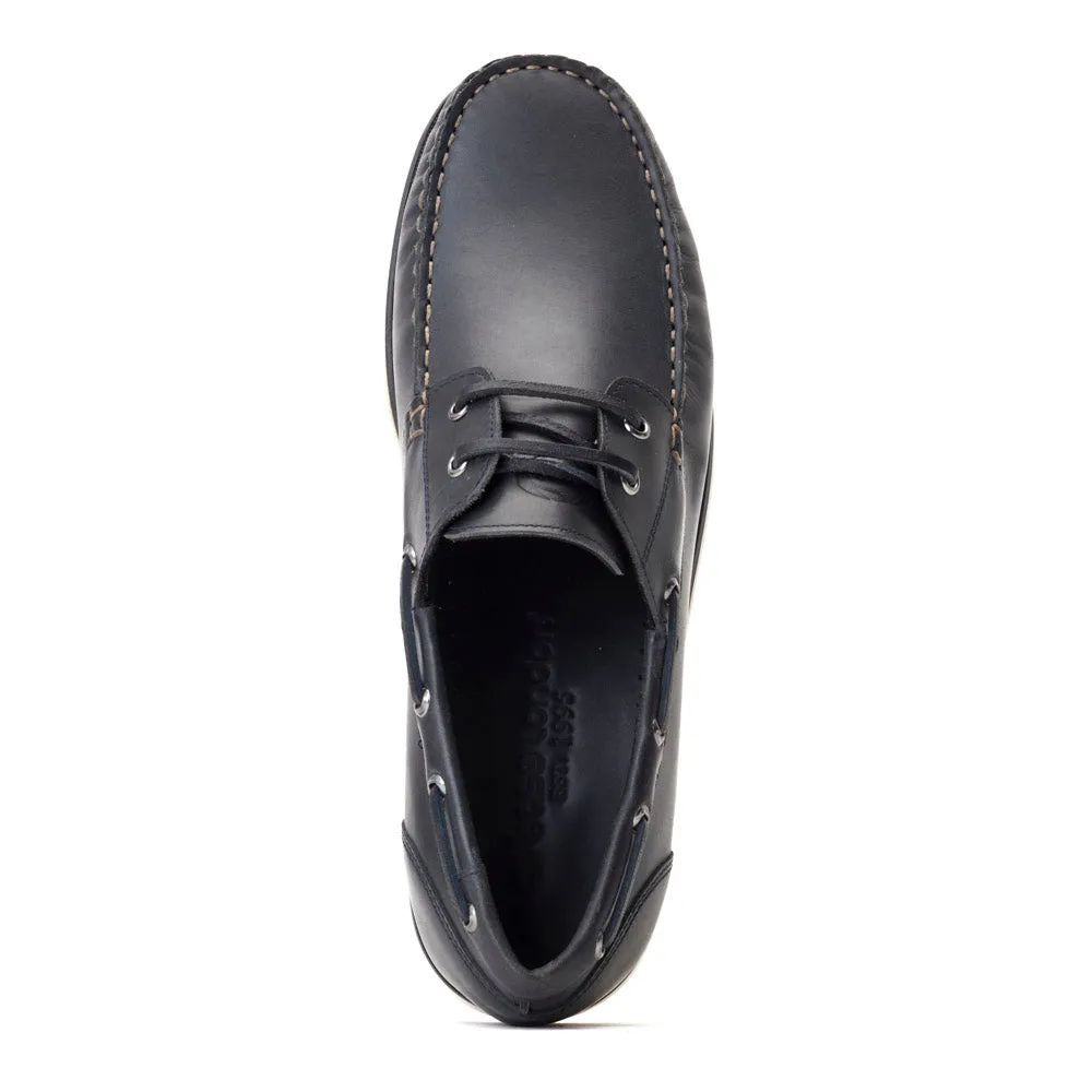 Stern Oil Pull Up Boat Shoes Navy sold by Base London product image thumbnail 4