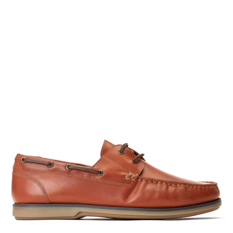 Stern Oil Pull Up Boat Shoes Tan sold by Base London