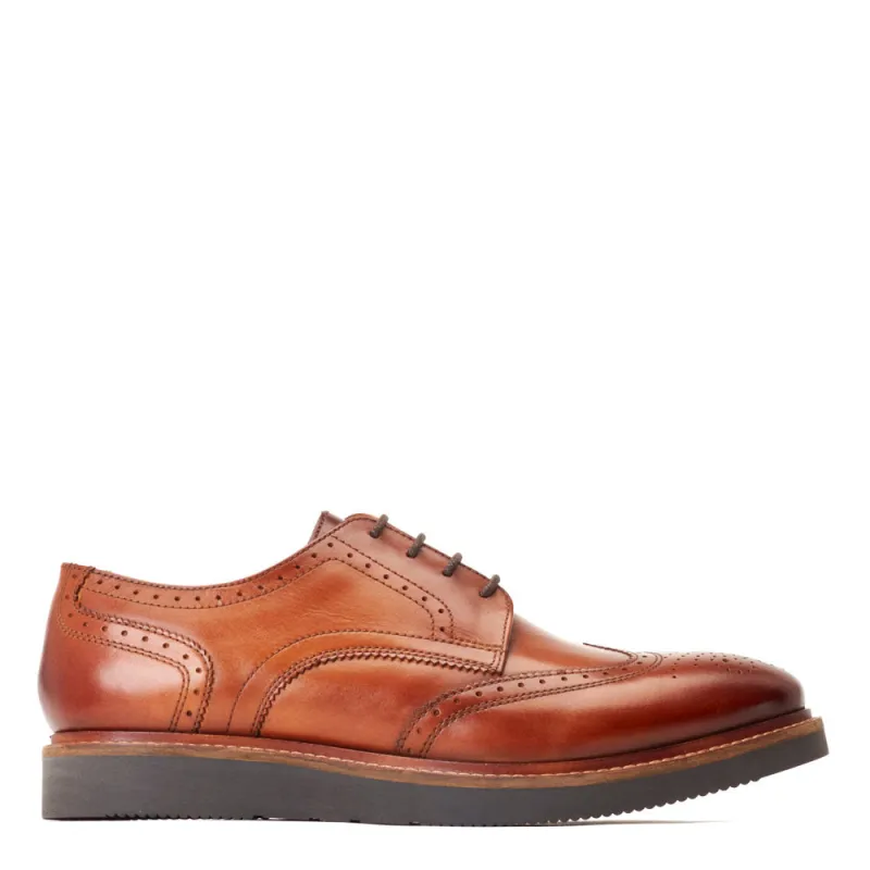 Joe Washed Brogue Shoes Tan sold by Base London