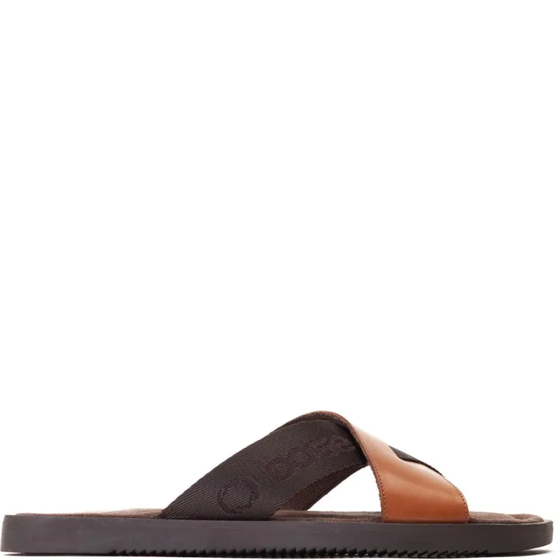 Webb Washed Slide Sandal Tan made by Base London