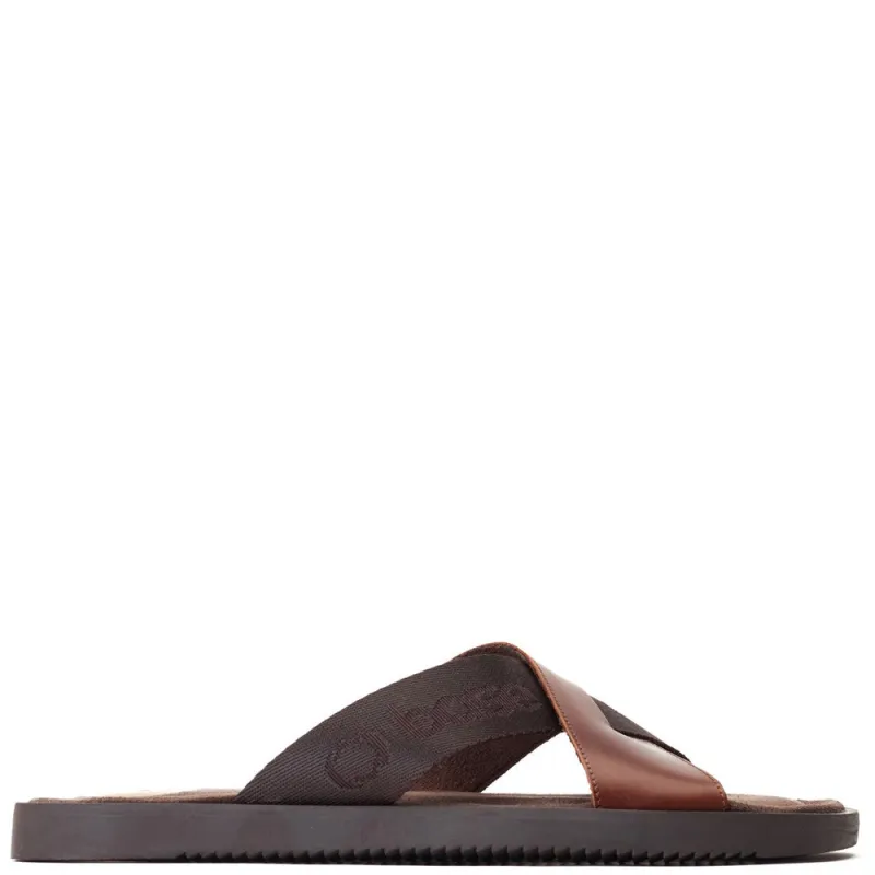 Webb Washed Slide Sandal Brown made by Base London