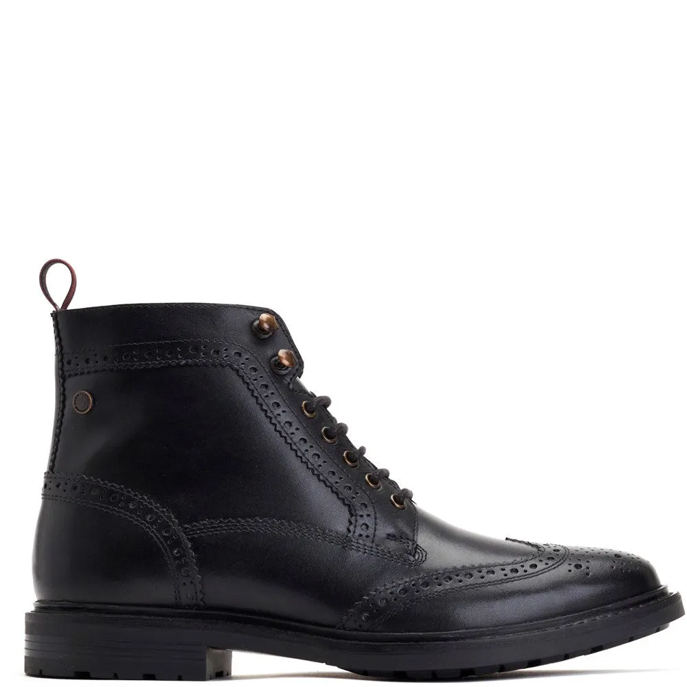 Dealer Burnished Brogue Boots Black sold by Base London