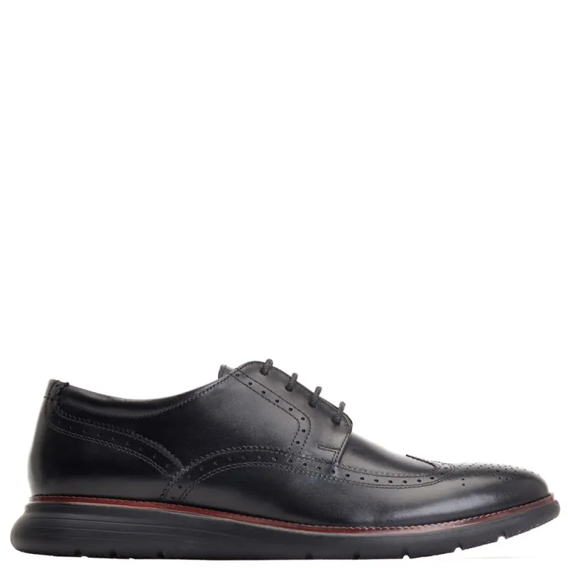 Flight Washed Brogue Shoes Black sold by Base London