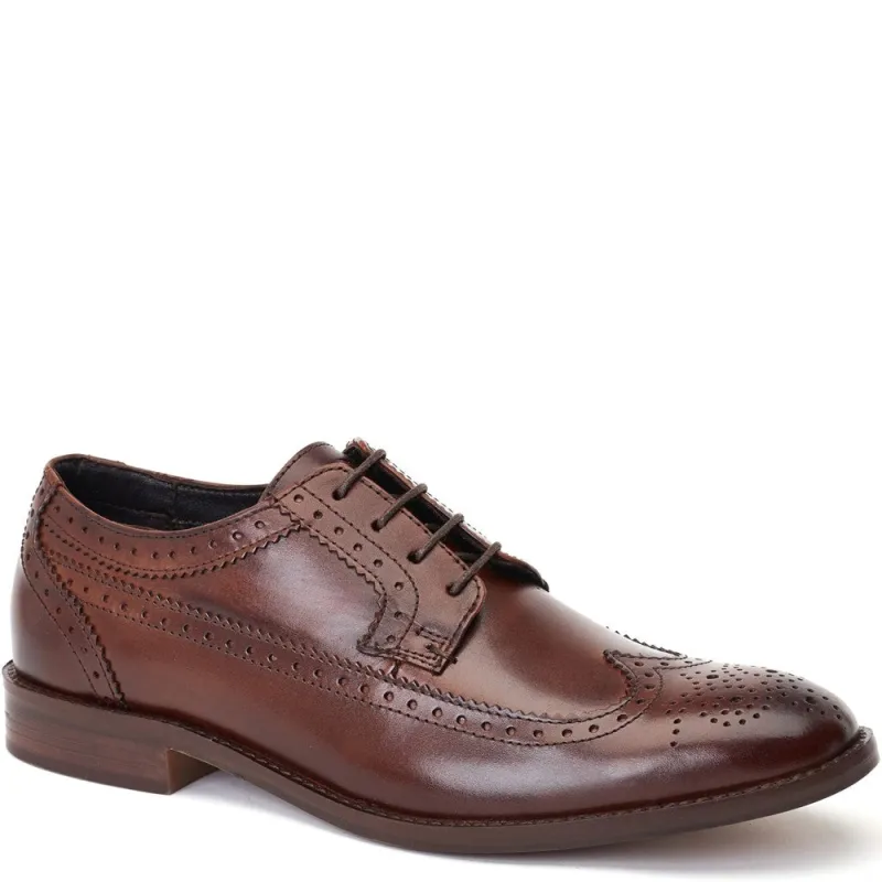 Twain Washed Brogue Shoes Brown sold by Base London