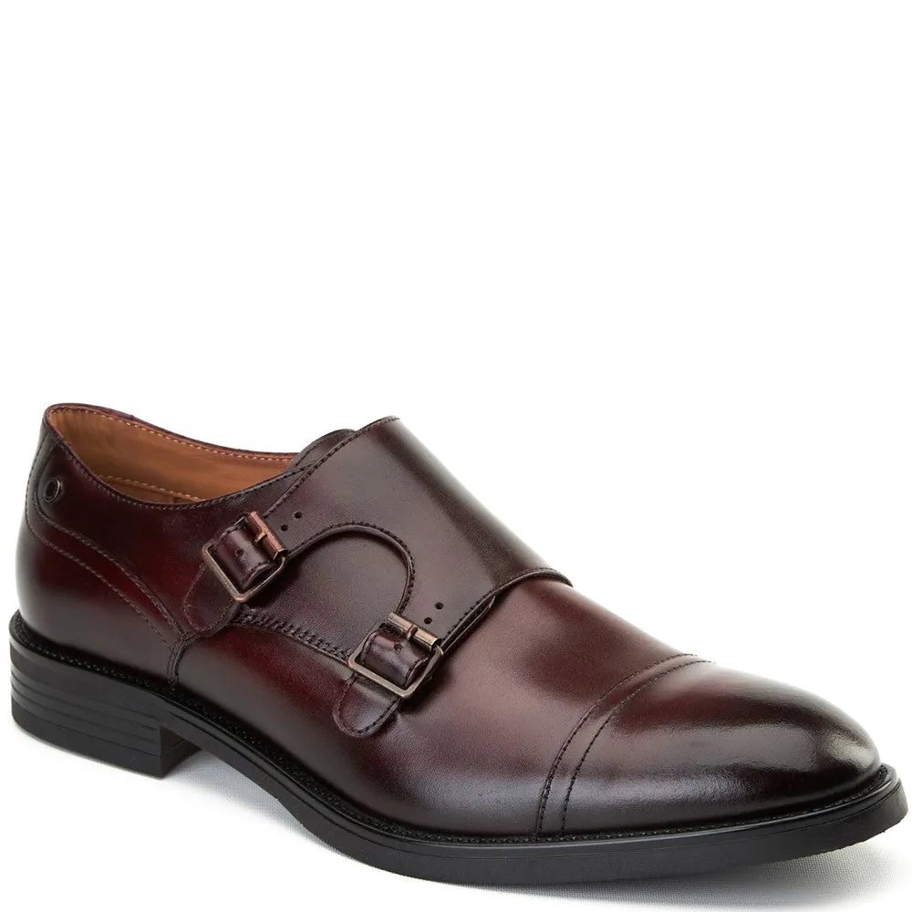 Taper Waxy Monk Strap Shoes Bordo sold by Base London