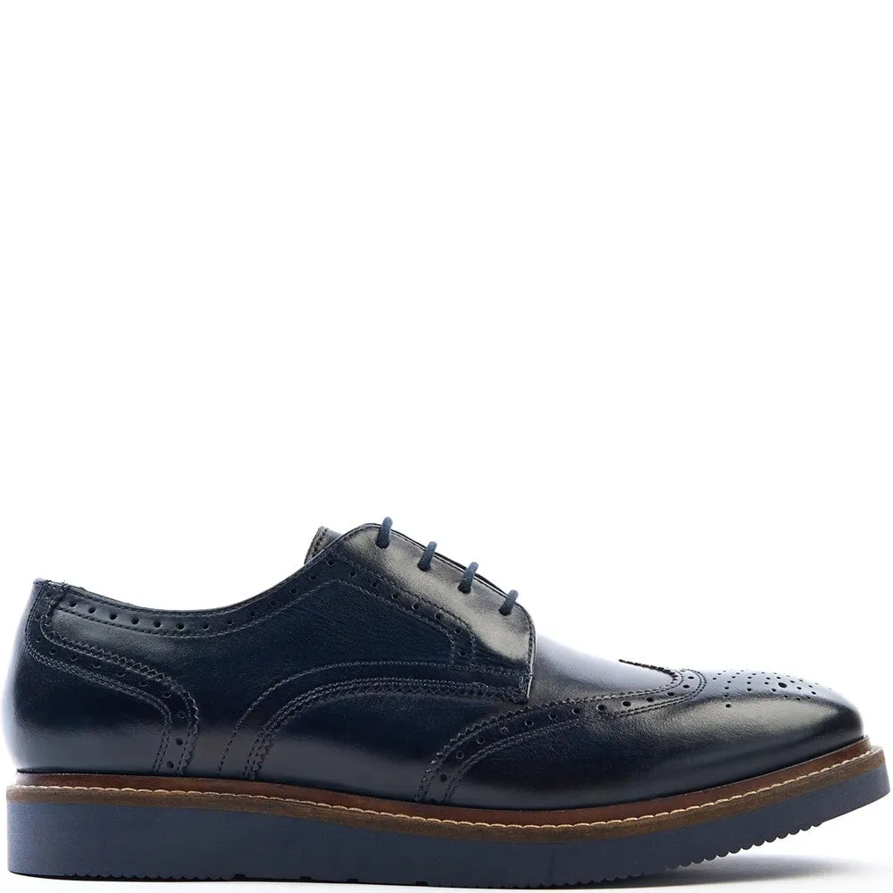 Joe Washed Brogue Shoes Navy sold by Base London