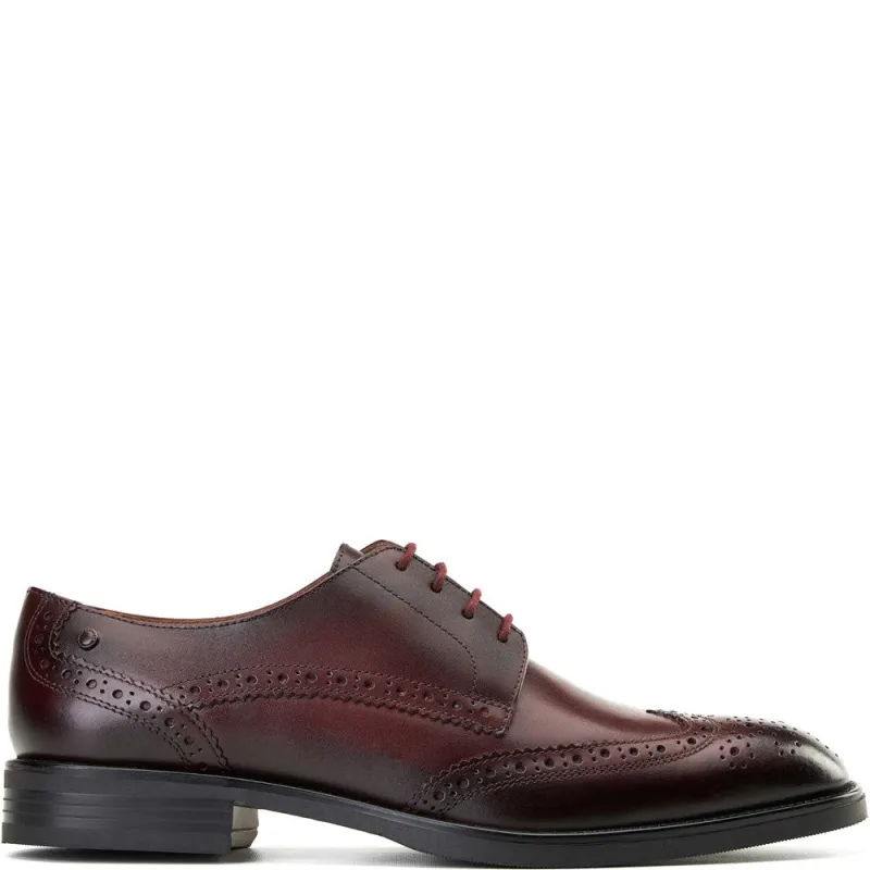 Pocket Waxy Brogue Shoes Bordo sold by Base London
