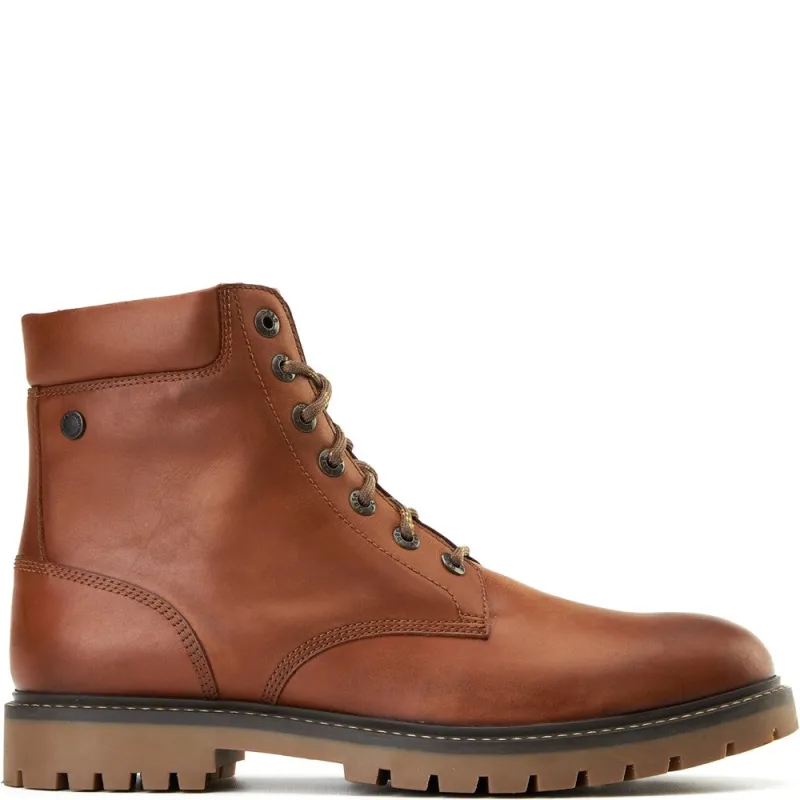 Nickel Pull Up Combat Boots Tan made by Base London