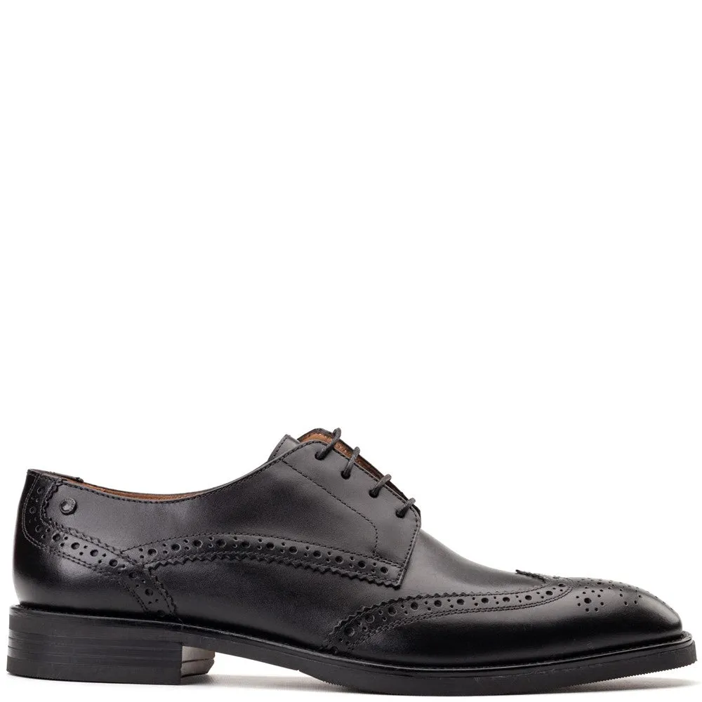 Pocket Waxy Brogue Shoes Black sold by Base London