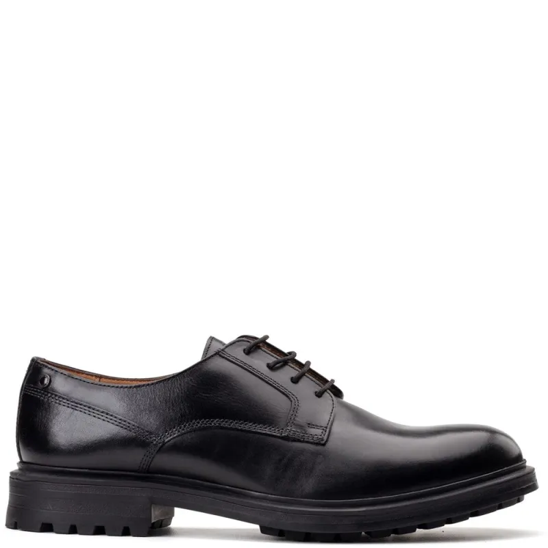 Locke Waxy Derby Shoes Black sold by Base London
