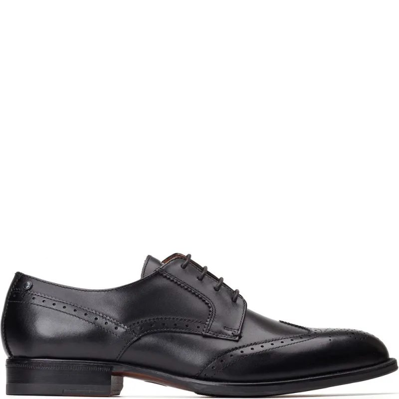 Bell Waxy Brogue Shoes Black sold by Base London
