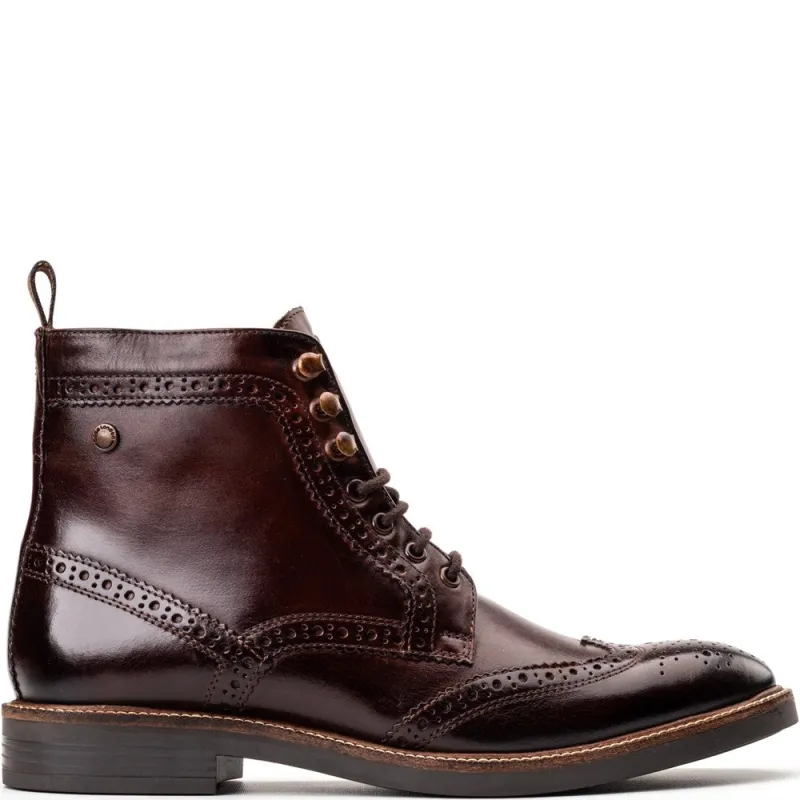 Bristol Washed Brogue Boots Brown sold by Base London