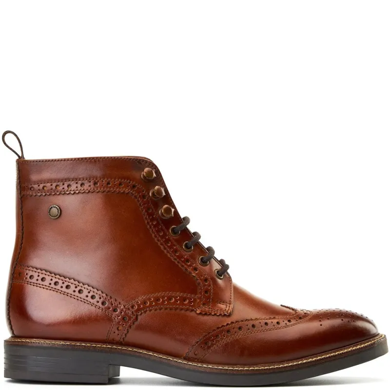 Bristol Washed Brogue Boots Tan made by Base London