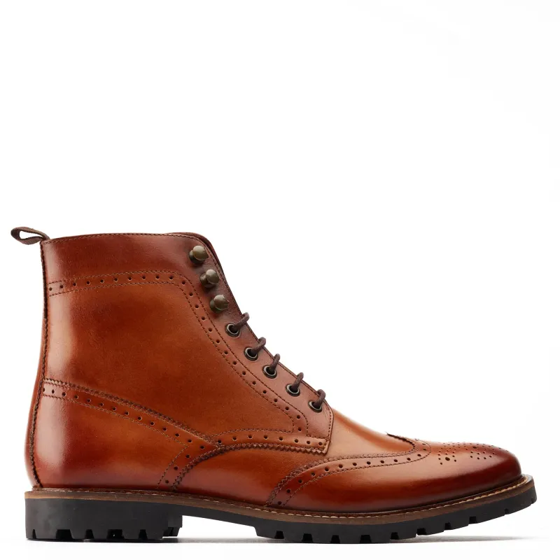 Boone Leather Brogue Boots Tan sold by Base London