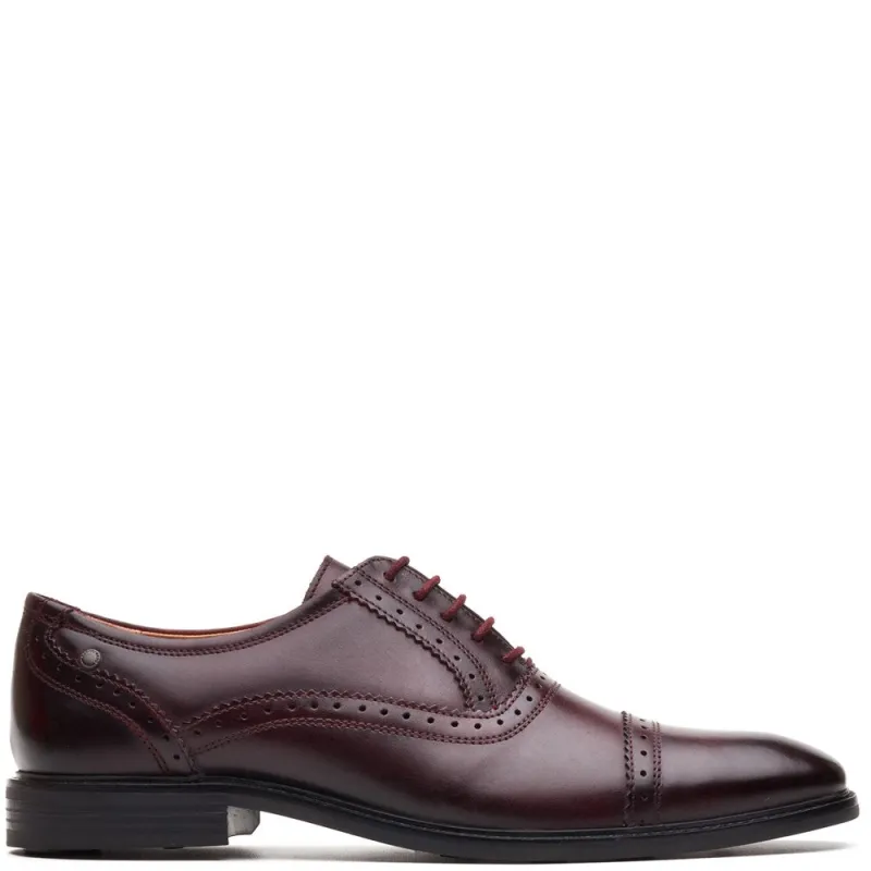 Ascot Leather Oxford Brogue Shoes Bordo made by Base London