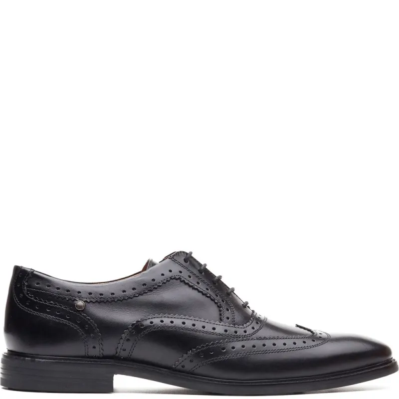 Clarence Leather Brogue Shoes Black made by Base London