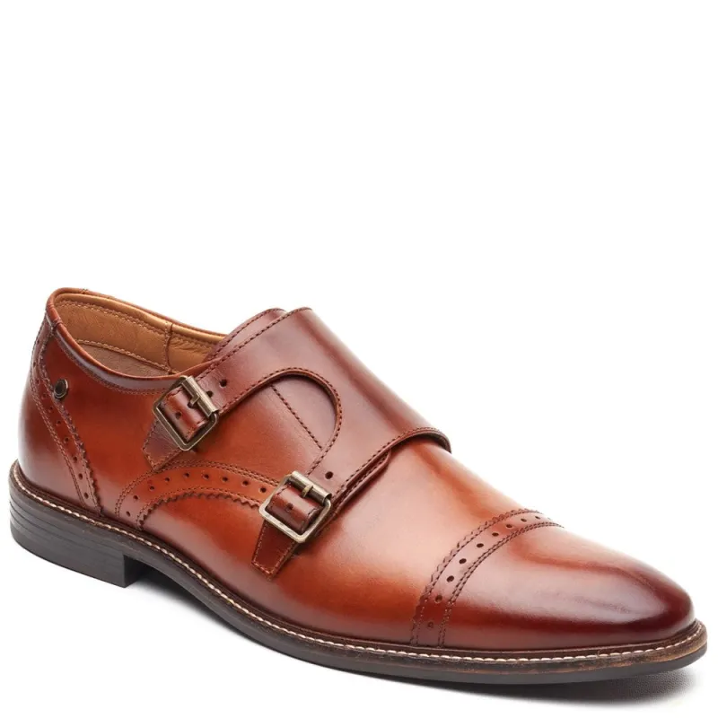 Henley Leather Double Monk Shoes Tan made by Base London