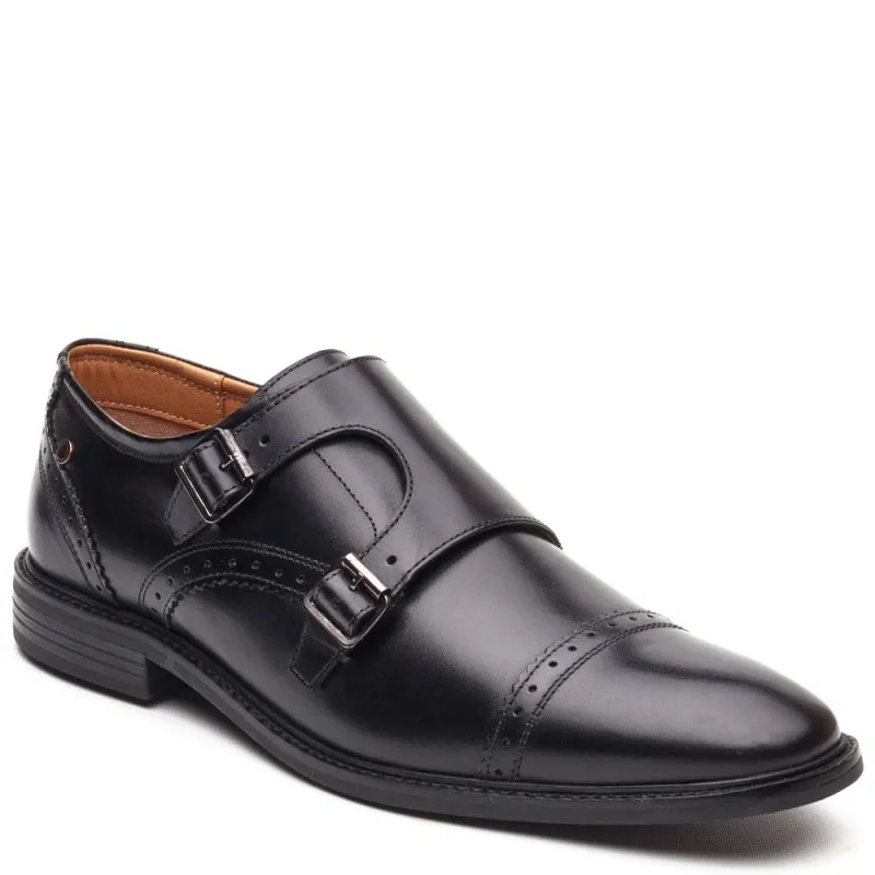 Henley Leather Double Monk Shoes Black made by Base London
