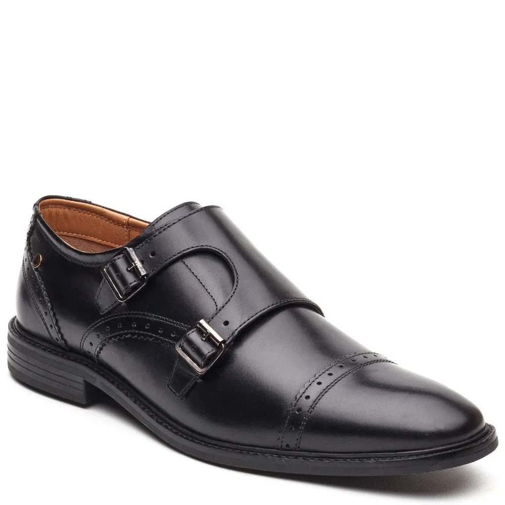 Henley Leather Double Monk Shoes Black sold by Base London