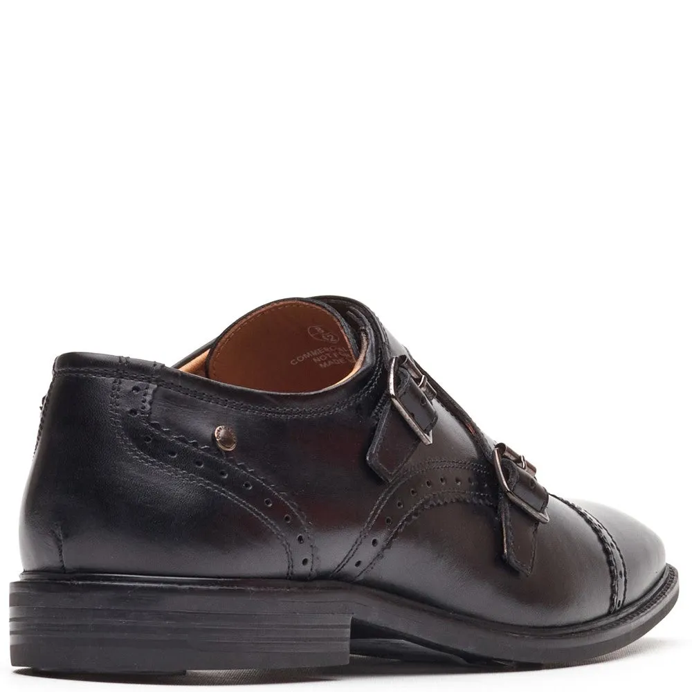 Henley Leather Double Monk Shoes Black sold by Base London product image thumbnail 2