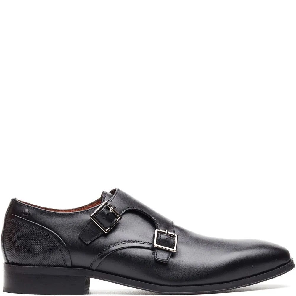 Cleric Leather Double Monk Shoes Black sold by Base London