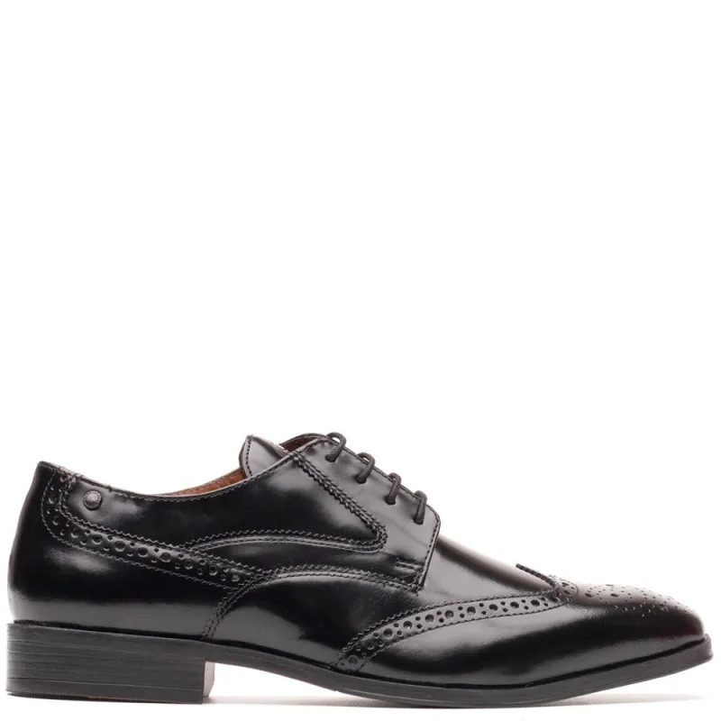 Steeple Hi Shine Brogue Shoes Black made by Base London