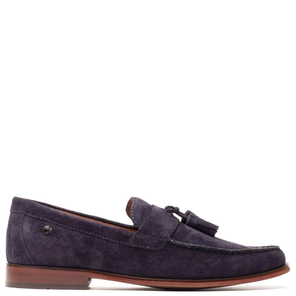 Flint Suede Tassle Loafer Navy sold by Base London