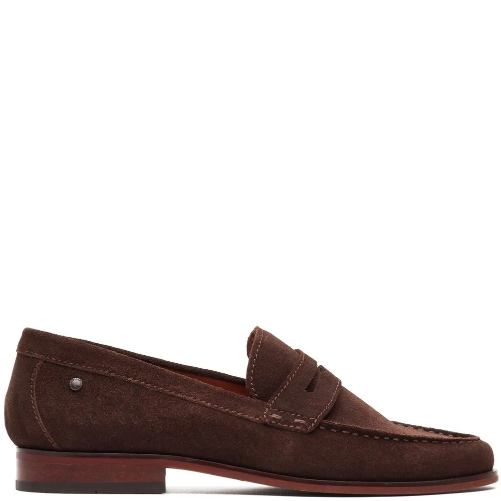 Slate Suede Penny Loafer Brown sold by Base London