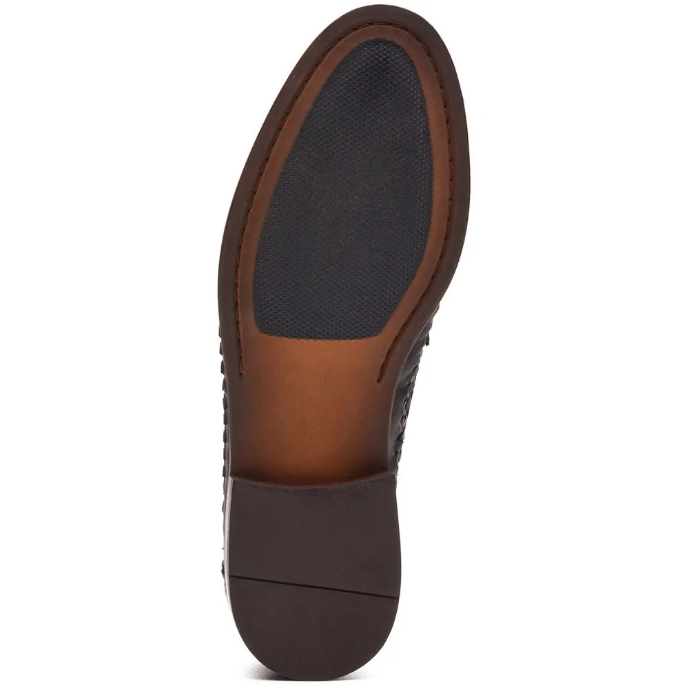 Bracken Leather Weave Loafer Navy sold by Base London product image thumbnail 4